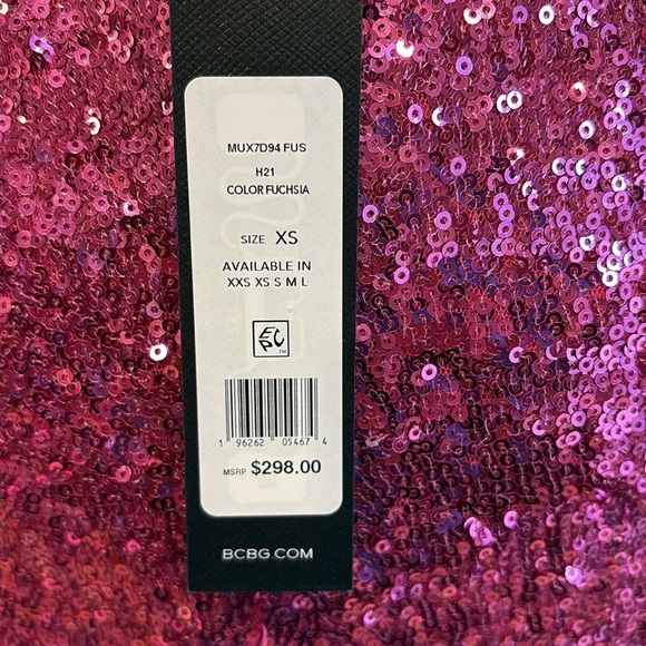 BCBG MaxAzria Sequin Mini Dress Fuschia XS NWT - Picture 6 of 8